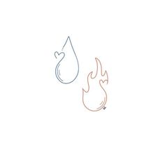 two fire and water logos on a white background, one is blue and the other is red