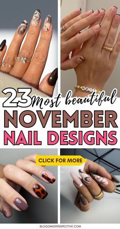 You can never go wrong with a fresh mani! 🎨✨ Find the look that speaks to you and get creative with your nails. 💕 Save this pin for your next appointment! November Nail Ideas, Cute November Nails, November Nail Art, Brown Fall Nails, November Nail, November Nail Designs, November Nails, Short Gel Nails