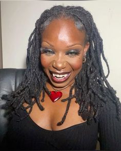 Gothic Black Hairstyles, Cai Crisis, Goth With Locs, Dracula And His Wife, Alt Locs Hairstyles, Alternative Black Hairstyles, Goth Locs, Round Head Hairstyles, Black Vampires