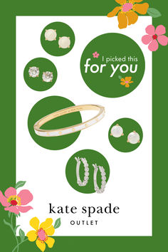 i picked this for you - kate spade outleter card with flowers and jewelry on it