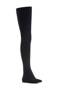 Keep your look streamlined with one-and-done ease in this thigh-high stocking boot that seamlessly pairs a pointy-toe kidskin flat with a stretch-jersey shaft. Pull-on style Textile and leather upper and lining/leather sole Made in Italy Designer Shoes Thigh High Stocking, Rollerball Perfume, Thigh High Boots, Black Fits, Thigh High, Boot Shoes Women, Thigh Highs, Travel Size Products, Designer Shoes