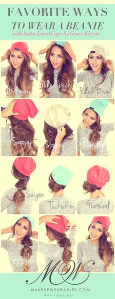 Ways to wear long hair under beanie or tobogans Bridal Curls, Beanie Hairstyles, French Bun, Hairstyles Cute, Hat Hair, Easy Braids, Braided Hairstyles Tutorials, Braided Hairstyles Easy, Easy Fall