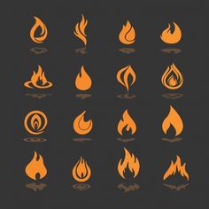 fire and flame icons on a dark background