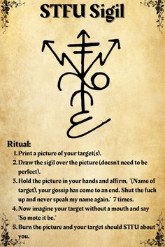 STFU Sigil Truth Spell, Ways To Manifest, Spreading Rumors, Hoodoo Spells, Manifest Success, Easy Spells