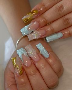 Golden Nails, Pretty Gel Nails, Acrylic Nails Coffin Pink, Bling Acrylic Nails