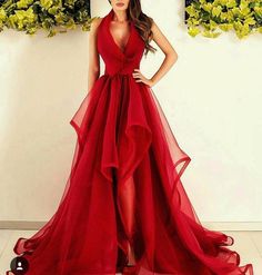 Red V Neck Ball Evening Gown Sexy Long Formal Cocktail Pageant Party prom Dress | eBay Asymmetrical Prom Dress, Dress For Body Shape, Red Formal Dresses, Prom Dress Red, Red Prom Dress Long, Halter Prom Dresses, Red Wedding Dresses, Pretty Princess, Red Evening Dress