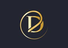 the letter d in a golden circle on a black background