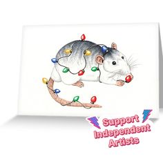 an image of a rat with christmas lights on it's back and the words support independent artists