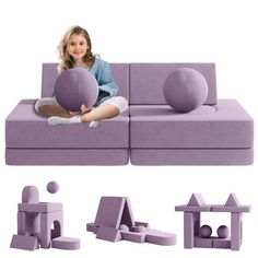 Kids Couch integrates new spherical elements and tunnel elements. While satisfying the functions of the basic sofa, we aim to improve children's hands-on ability and imagination. The 10 1 sofa can not only spell out many interesting shapes but also can be used as foam climbing blocks to fully exercise children's climbing ability. A great choice for playrooms, bedrooms, and nurseries! linor Color: Blueberry | linor Couch 10pcs w / 2 Balls & Tunnel, Toddler Sofa Fold Out Couch for Playroom Bedroom Foam Climbing Blocks, Toddler Couch, Baby Couch, Toddler Sofa, Fold Out Couch, Garage To Living Space, Play Couch, Kids Couch, Toddler Climbing