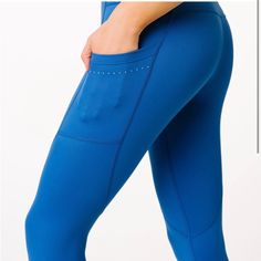 Zyia Active Blue Reflective Pocket Light N Tight 7/8 24” Legging Size 8-10 Nwt Blue Fitted Bottoms For Running, Blue Fitted Functional Bottoms, Fitted Functional Blue Bottoms, Blue Stretch Activewear With Contoured Waistband, Blue Compression Bottoms With Contoured Waistband, Fitted Moisture-wicking Blue Leggings, Fitted Blue Moisture-wicking Leggings, Blue Moisture-wicking Fitted Leggings, Blue Athleisure Activewear With Contoured Waistband