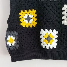 Crochet Sleeveless Sweaters Granny Square Cotton Woman Wear - Etsy Portugal Sleeveless Cotton Crochet Top For Fall, Casual Patchwork Sleeveless Sweater Vest, Casual Sleeveless Granny Square Top, Casual Crochet Vest Top For Fall, Casual Knitted Sleeveless Sweater Vest, Crochet Knit Sleeveless Sweater Vest, Sleeveless Granny Square Tops, Sleeveless Knit Crochet Sweater Vest, Casual Black Patchwork Vest