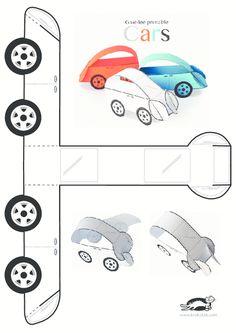 the paper car is cut out and ready to be made into a card or book