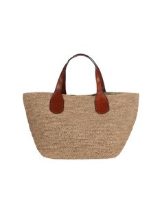 Ibeliv "Tokyo" tote bag in beige raffia with brown leather handles, single compartment, four flat inner pockets. Composition: 100% Raffia Eco-friendly Straw Bag For Shopping With Top Carry Handle, Beige Crochet Bag With Round Handle For Shopping, Beige Crochet Bag With Rolled Handles, Beige Bucket Bag With Braided Handles For Shopping, Rectangular Neutral Straw Bag With Handles, Neutral Rectangular Straw Bag With Handles, Chic Neutral Straw Bag With Handles, Beige Crochet Bag With Leather Handles For Shopping, Brown Top Handle Crochet Bag For Shopping