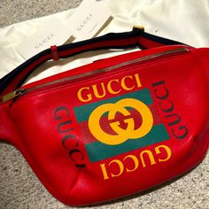 Super Cute And Stylish. Never Used, Comes With Original Dust Bag. 100% Authentic! Size 90 Dimensions: 13"W X 8"H X 3"D Designer Gucci Shoulder Bag With Logo, Leather Bags With Designer Logo For Shopping, Designer Logo Leather Bags For Shopping, Designer Logo Leather Shopping Bags, Designer Leather Bags With Logo, Gucci Red Shoulder Bag For Travel, Red Shopping Bag With Logo, Red Shopping Bags With Logo, Luxury Red Gucci Bag