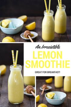 the lemon smoothie is ready to be eaten