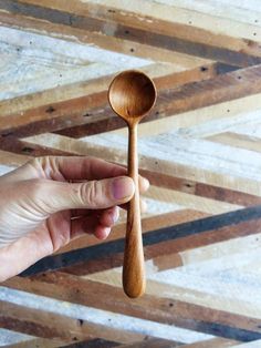 a person holding a wooden spoon in their hand