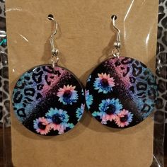 Fun Handmade Round Earrings, Size Is 1 Inch In With. Daises And Leopard Print. Feel Free To Ask Any Questions! We Try To Ship Same Day Or Next, Except Weekends. Bundle And Save! Add 4 Or More Items To Your Bundle (Applicable To Items Under $75) And We Will Offer A 50% Off Offer. Or Make Us Offers! We Are A Non Smoking, Dog Friendly Household. While I Can't Guarantee You Won't Find A Stray Hair, Everything Is Cleaned And Packed Until Shipping. We Do Recycle Shipping Materials. Thank You For Looki Cute Multicolor Round Earrings, Trendy Purple Round Earrings, Trendy Purple Flower Earrings For Gift, Hand Crafted Jewelry, Crafted Jewelry, Round Earrings, Dog Friendly, Dog Friends, Purple And Black