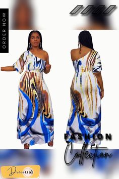 Summer Fashion Women Print Skew Shoulder Short Sleeve Loose Fit Beach Party Long Maxi Dress Chic One-shoulder Maxi Dress For Beach Season, Casual One Shoulder Maxi Dress For Beach, Casual One-shoulder Maxi Dress For Beach, Chic Beach Dress With Abstract Print, One-shoulder Maxi Dress For Beach Season, Short Sleeve Printed Maxi Dress For Parties, Summer Party Midi Dress With Abstract Print, Trendy One-shoulder Mini Dress For Beach, Trendy One Shoulder Mini Dress For Beach