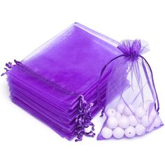 purple organine bags filled with white balls