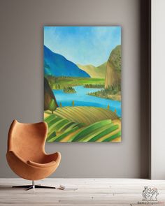 Okanagan Vineyard Paintings for Sale Coast Landscape, Horizontal Painting, Okanagan Valley, Square Painting, Bc Canada, Ethereal Beauty, Pigment Ink, Tree Painting, Pacific Northwest