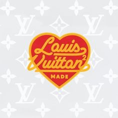 the logo for louis vuitton made is shown in red, yellow and white