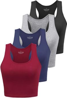 PRICES MAY VARY. HIGH-QUALITY COTTON FBRIC: The crop women workout tank tops are made of 95% cotton & 5% Spandex. These women tank tops are super soft,breathable,and perfect to wear on their own or under your regular clothes. There is no bulk or bunching up and fits perfectly. CUTE CROP RACERBACK DESIGN: These athletic tank tops for women pack for women are made for woman in mind. wide straps, scoop neck, sleeveless,racerback were designed for a flattering fit,They are form-fitted to stay and pl Running Tank Tops, Tank Top For Women, Women Workout, Yoga Tank, Yoga Tank Tops, Women Tank Tops, Sport Tank Tops, Athletic Sports, Crop Tank Top