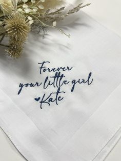 Father Of Bride, Embroidered Handkerchief Wedding, Wedding Gifts For Parents, Wedding Day Gifts, Wedding Handkerchief, Future Wedding Plans, Embroidered Wedding, Bride Gift, Wedding Mood Board