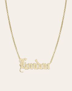 14k Gold Gothic Name Necklace | ZOE LEV 14k Gold Nameplate Necklace With Initials, 14k Gold Name Necklace With Initial Pendant, 14k Gold Nameplate Necklace With Chain, Classic Nameplate Necklace With Initials, Yellow Gold Nameplate Initial Necklace, Yellow Gold Custom Name Heart Pendant Necklace, 14k Gold Name Necklace With Heart Pendant, 14k Gold Nameplate Necklace With Adjustable Chain, Custom Name 14k Gold Pendant Necklace