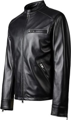 Latest High Quality New Style Men’s Black Lambskin Leather Jacket Solid Leather Biker Jacket For Streetwear, Sleek Leather Jacket For Fall, Sleek Black Leather Biker Jacket, Lambskin Leather Jacket, Leather Jackets, Lambskin Leather, New Style, Vest Jacket, The Beauty