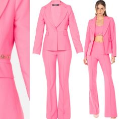 Candy Pink Suit BlazerCreps jacket perfect for summer Fits best on size S-M fits perfectly with Candy Pink Suit Pants made in Italy Tailored Notched Pantsuit For Spring, Tailored Spring Pantsuit With Notched Lapels, Tailored Spring Pantsuit With Lapel Collar, Fitted Long Sleeve Summer Pantsuit, Summer Long Sleeve Fitted Pantsuit, Spring Office Pantsuit With Notched Lapel, Spring Office Notched Pantsuit, Fitted Lapel Collar Pantsuit For Spring, Fitted Spring Pantsuit With Lapel Collar