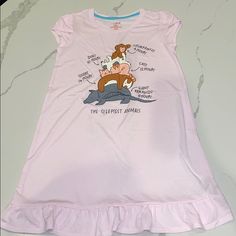 Excellent Condition, Never Worn. Super Cute Pink Cotton Sleepwear With Cartoon Print, Pink Short Sleeve Top For Bedtime, Pink Casual Nightgown For Home, Pink Casual Nightgown, Casual Pink Nightgown For Home, Casual Pink Nightgown, Pink Casual Nightgown For Bedtime, Casual Pink Nightgown For Bedtime, Pink Cartoon Print Sleepwear For Pajama Party