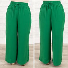 You'll look so fabulous you can't sit still in these pants! They are a must-have for every wardrobe! These lovely pants feature an elastic waistband for exceptional comfort and flexibility, and the pretty kelly green color pairs well with any of your favorite tops! Ideal for any occasion! 100% Polyester Green Relaxed Fit Pants For Day Out, Green Stretch Pants For Day Out, Trendy Green Relaxed Fit Wide Leg Pants, Trendy Green Wide Leg Pants With Relaxed Fit, Chic Green Relaxed Fit Bottoms, Green Wide Leg Pants With Elastic Waistband, Green Stretch Wide Leg Pants For Spring, Chic Green Wide Leg Pants With Relaxed Fit, Wide Leg Green Pants For Day Out