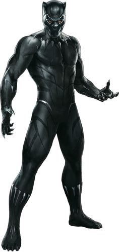 a black panther standing in front of a white background with his hands out to the side