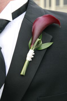 a man in a tuxedo is wearing a boutonniere with a flower on it