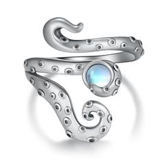 PRICES MAY VARY. 🦑Design Inspiration: The octopus ring design is inspired by the tentacles of the octopus. The ring formed by the tentacles of the octopus, it is inlaid with moonstones that change color with the angle, like gems in the sea. 🦑Qualitative Materials: These tentacle ring is made of 925 sterling silver, which is nickel-free, lead-free and cadmium-free and comfortable to wear, it is especially friendly to people with allergies. 🦑Ring Size: Octopus rings for women is based on standa Tentacle Ring, Ocean Rings, Tentacles Ring, Octopus Jewelry, Octopus Ring, Ocean Ring, Ring Moonstone, Mom Friend, Best Gifts For Mom