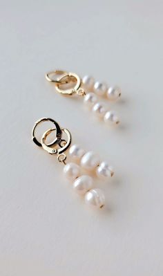 White Pearl Huggie Earrings With Pearl Charm, White Small Hoop Earrings With Pearl Drop, Pearl White Dangle Earrings For Everyday, Pearl White Dangle Hoop Earrings With Pearl Charm, Hypoallergenic Pearl White Dangle Earrings, Hypoallergenic Pearl White Dangle Pearl Earrings, Pearl Drop Dangle Hoop Earrings, Pearl White Dangle Hoop Earrings With Pearl Drop, White Pearl Huggie Earrings