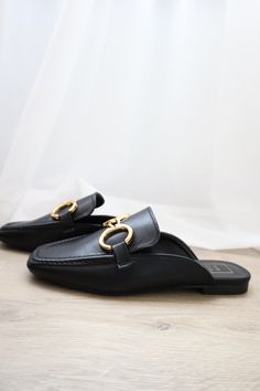 Faux leather Slide on mules Gold buckle detail Slide On, Leather Slides, Black Faux Leather, Online Purchase, Amazing Jewelry, Sale Items, Slides, Going Out, Faux Leather