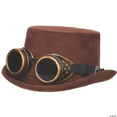 Add a twist to your Victorian gentleman outfit in this 19th century inspired Steampunk headwear. The Faux Suede Hat with Goggles features a Victorian style brown faux suede hat with steampunk goggles that have dark lenses attached to the brim. One size fits most adult. Steampunk Eyepatch, Mens Steampunk Vest, Steampunk Spats, Hat With Goggles, Steampunk Bag, Steampunk Vest, Gear Earrings, Victorian Gentleman, Steampunk Top Hat