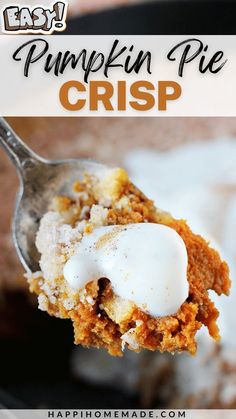 This easy Pumpkin Pie Crisp has a creamy bottom layer full of fall flavors thanks to pumpkin pie spice. The crumble topping is crunchy, sweet and the ratio of pie to crumble is perfect! You know your girl wouldn’t skimp on the good stuff! Pumpkin Skillet Dessert, Pumpkin Crisp Recipe, Sweet Salads, Creamy Pumpkin Pie, Dessert Fall, Skillet Desserts, Frozen Pumpkin, Spiced Butter