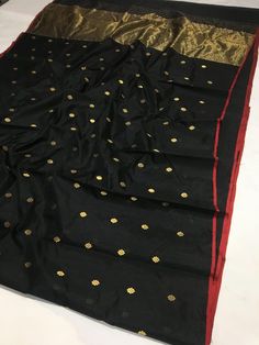 It's a beautiful Original chanderi handloom pure pattu soft silk saree . All over minakari teeli work jaal handmade nakshi border including running plane blouse. Saree length: 6.40m, width: 46in  [ saree 5.50m, blouse 90cm ] Dry clean only . Please note - color may be vary a little due to sunlight and photography . Please message us after purchasing in case you want fall and Pico done it not . No extra charges for fall and Pico but inform us . Blouse stitching is also available . Saree Black, Blouse Stitching, Saree Silk, Blouse Saree, Black Saree, Indian Saree, Soft Silk Sarees, Blouse Length, Indian Sarees