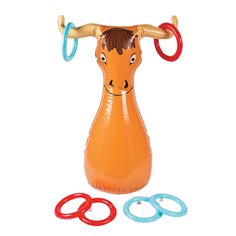 an inflatable toy with rings around it's neck and head on top