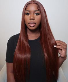 #33 Red Brown Auburn Colored Straight Lace Front Wig 13x4 HD Transparent Lace Frontal Wigs Red Brown Hair Color, Auburn Color, Straight Lace Front Wig, Red Brown Hair, Wig Lace, Straight Lace Front Wigs, Brown Wig, Frontal Wig, Straight Human Hair