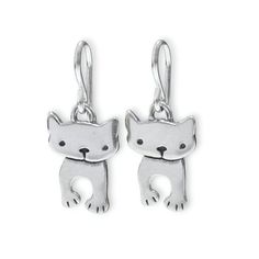 Cute kittens gaze outward in this adorable pair of earrings. They are 3/4 of an inch tall and made completely from sterling silver with solid sterling French ear wires. I ship First Class Mail with tracking in a cute gift box. In stock and ready to ship. Silver Cat Design Dangle Earrings, Cute Silver Cat Design Earrings, Sterling Silver Cat Design Earrings For Gift, Whimsical Silver Hypoallergenic Earrings, Cute Sterling Silver Dangle Earrings, Silver Cat Design Drop Earrings, Whimsical Sterling Silver Earrings, Cute Sterling Silver Earrings With Ear Wire, Silver Drop Earrings With Cat Design