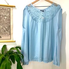 Nwt Lane Bryant Baby Blue Sleeveless Crochet Yoke Blouse. It Is Very Cute And Comfortable. The Material Is Flowy And Lightweight. Size 18/20 Armpit To Armpit 27” Length 28.5” Sleeveless Lace Top For Spring Daywear, Spring Daywear Crochet Lace Tops, Spring Crochet Lace Tops For Daywear, Crochet Lace Tops For Spring Daywear, Blue Casual Lace Top, Casual Blue Lace Top, Sleeveless Spring Blouse With Crochet Trim, Sleeveless Lace Top With Crochet Trim For Spring, Summer Light Blue Tops With Lace Trim