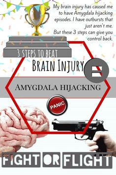 My brain injury has caused me to have Amygdala hijacking episodes. I have outbursts that just aren't me. But these 3 steps can give you control back. Flight Response, Poster Boards, Its Too Late, Beautifully Broken