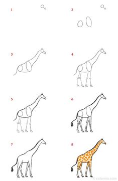 how to draw a giraffe step by step instructions for kids and beginners