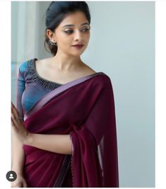 Keep Me Stylish, Cotton Saree Blouse Designs, Style Marocain, Saree Blouse Neck Designs, Sari Blouse Designs, Plain Saree, Indian Saree Blouses Designs, Silk Saree Blouse Designs, Saree Blouse Patterns