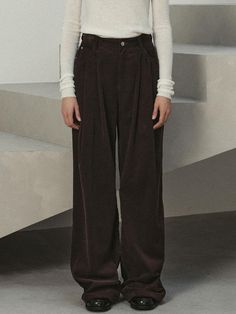 Composition : cotton 100Country of Origin : Republic of Korea Pants Brown, Wide Pants, Composition, The Originals, Clothes For Women, Pants, Clothes, Wide Trousers, Trousers