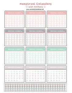 a printable calendar with the numbers for each month