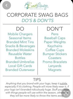 the ultimate guide to corporate swag bags do's and don'ts info